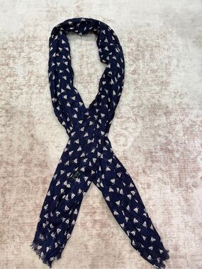 J. Crew Navy Blue French Hen /Chicken Novelty Print Scarf